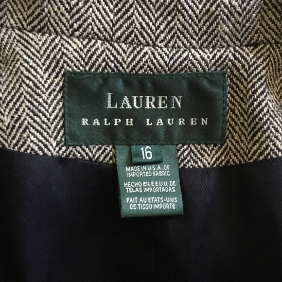 Vintage RALPH LAUREN black tan silk Tweed coat 16 - Picture 5 of 7